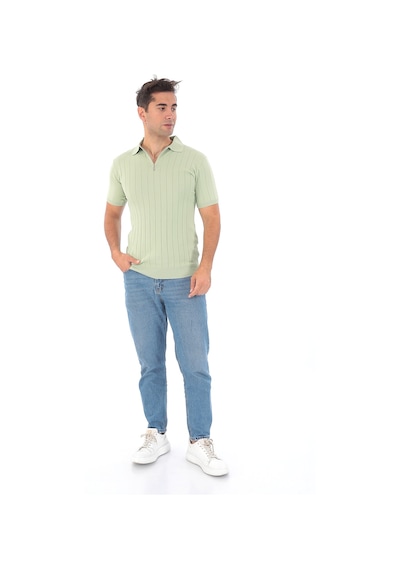 Monox Erkek Polo Yaka Fermuarlı Spor Yazlık Triko Tişort Yeşil