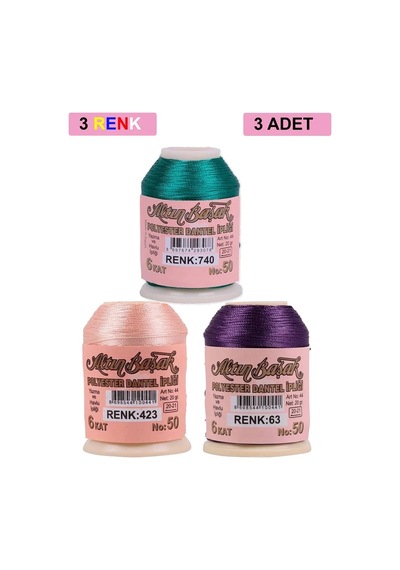 Ers 3 Adet Altınbaşak Oya Ve Dantel İpi 20 Gr - Royaleks - No: 423 - 063 - 740
