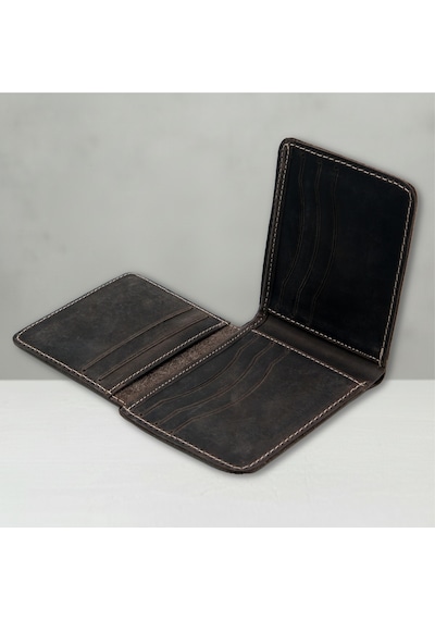 %100 Hakiki Deri El Yapımı Erkek Cüzdanı Minimalist Tasarım Kartlık Siyah