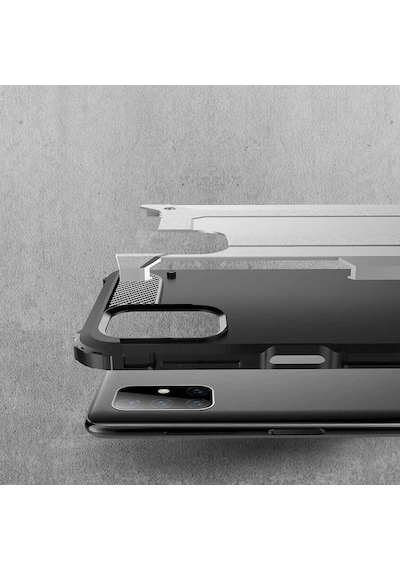 Noktaks - Samsung Galaxy Uyumlu M51 - Kılıf Çift Katman Zırh Tank Crash Military Kapak - Gri