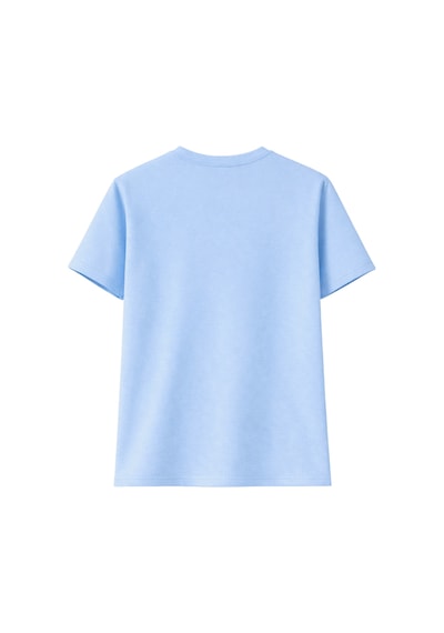 Unisex Bisiklet Yaka Original Yazılı Pamuklu Rahat Kalıp Baskılı Oversize T-shirt Bebe Mavi
