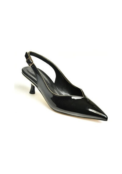 Fox Shoes U820503308 Siyah Rugan Alçak Topuklu Kadın Ayakkabı Siyah