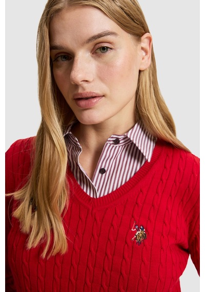 U.S. Polo Assn. Kadın Kırmızı Basic Kazak 50327575-vr171 Basıc Kırmızı