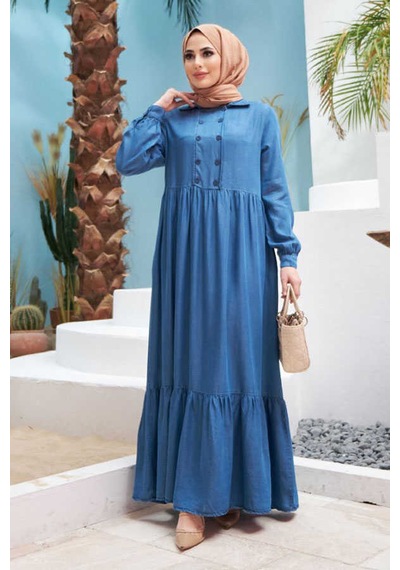 Neways 6593 - Liyosel Elbise Koyu Mavi