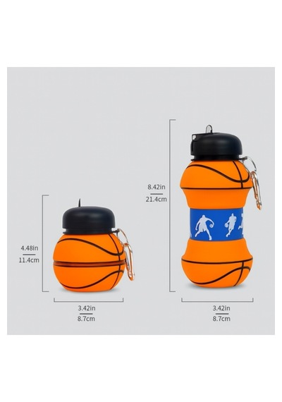 Basketbol Topu Tasarımlı Katlanabilir Akordiyon Su Şişesi Spor Ve Seyahat İçin Turuncu