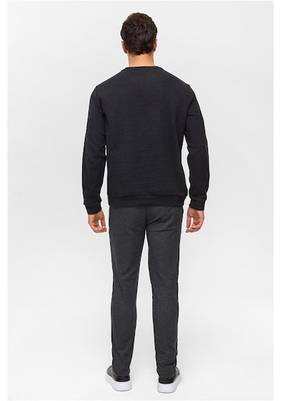 SÜVARİ Siyah Regular Düz Bisiklet Yaka Sweatshirt Siyah