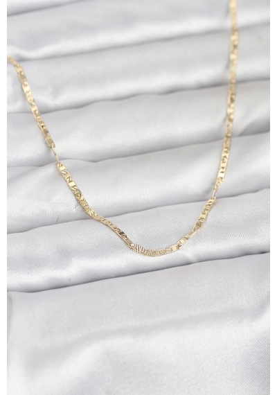 Cm 14k Gold Renk Yassı Zincir Model 60 Cm Kadın Kolye 5886 Çok Renkli