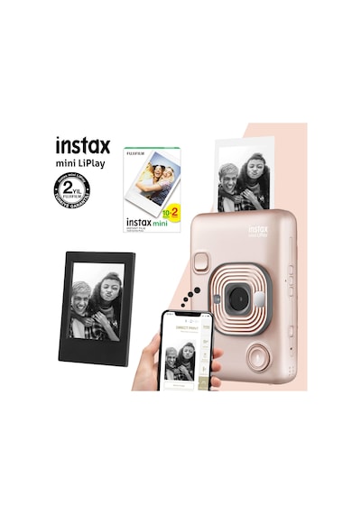 Fujifilm Instax Mini Liplay Hybrid Blush Gold Fotoğraf Makinesi + 20'li Mini Film + Çerçeve