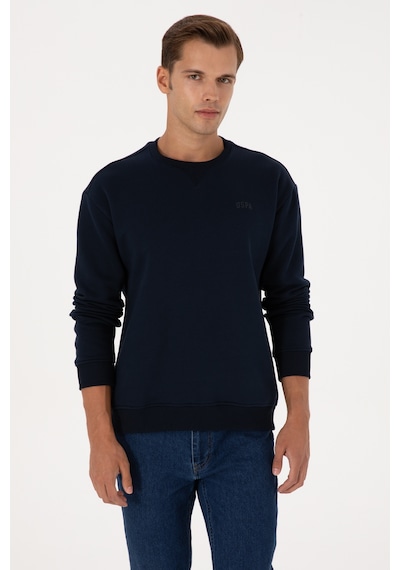 U.S. Polo Assn. Erkek Comfort Fit Bisiklet Yaka Şardonlu Lacivert Basic Sweatshirt 50313757-VR033