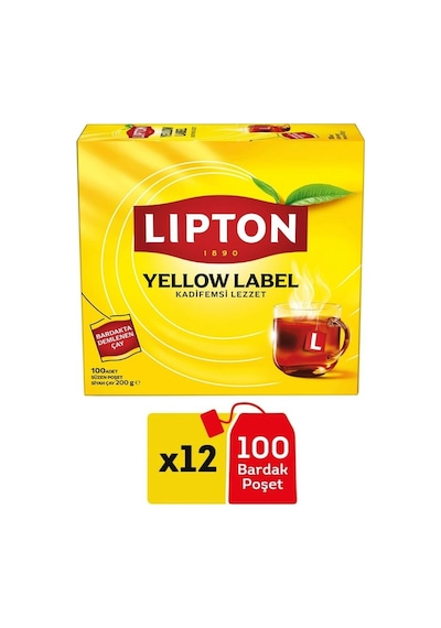 Lipton Yellow Label Bardak Poşet 100'lü X 12 Adet