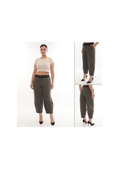Büyük Beden Mom Fit Kışlık Spor Şık Kadın Pantolon Vizon