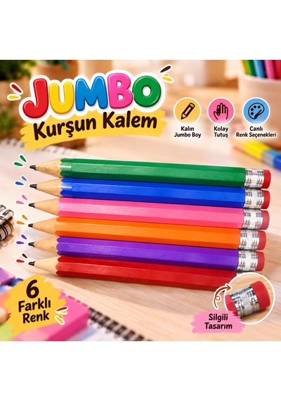 Jumbo Kurşun Kalem Çok Renkli