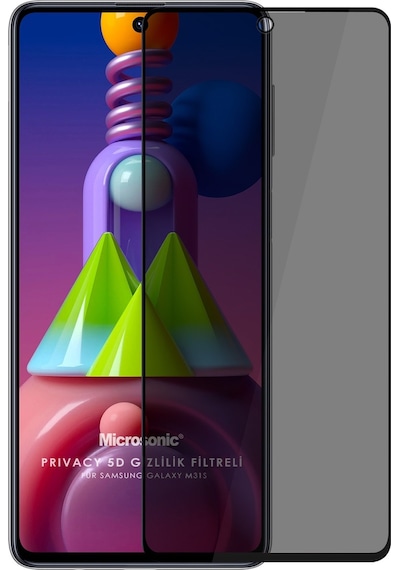Microsonic Samsung Galaxy Uyumlu M31s Privacy 5d Gizlilik Filtreli Cam Ekran Koruyucu Siyah
