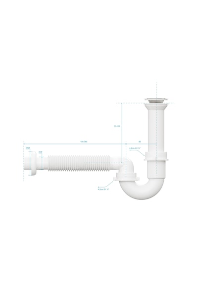 Aqua Bagno Comfort Lavabo Sifonu, Koku Önleyici, Ayarlanabilir, Süzgeç Dahil