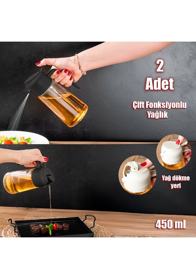 Porsima Alk-3159 2 Li Çok Amaçlı Cam Sprey Şişe Yağlık Yağdanlık