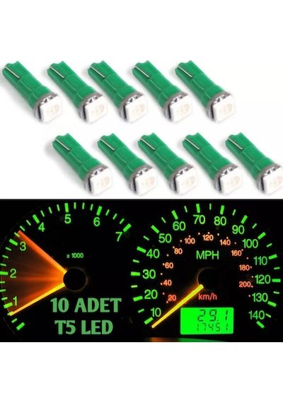 T5 Led Gösterge Led Kadran Ampül 12V Mini Dipsiz 10 Adet 12V Beyaz
