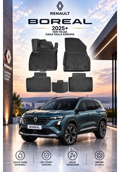Renault Boreal 2025+ Aracınıza Özel Üretim Havuzlu Paspas Takımı A+ -mod-