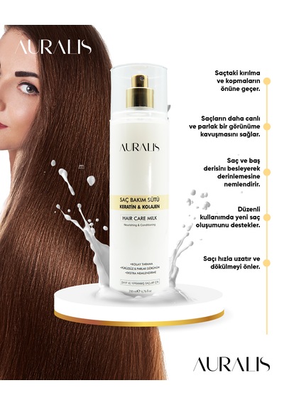 Auralis Keratin Ve Kolajen İçeren Besleyici Onarıcı Saç Bakım Sütü 200 Ml