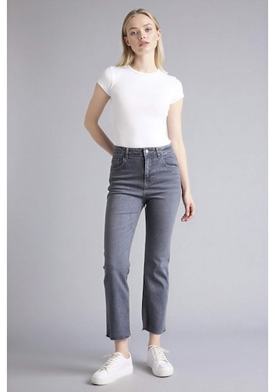 Defacto Crop Flare Fıt Yüksek Bel Jean Pantolon G2217ax26spnm55 Gri-nm55