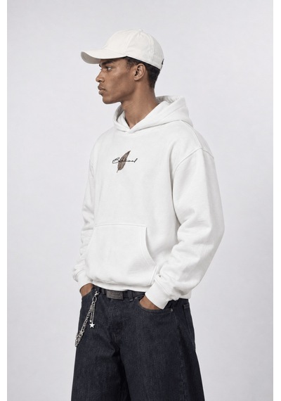Respire Erkek Botanical Patch Detaylı Oversize Hoodie Ekru