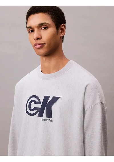 Calvin Klein Premıum Terry Ck Sport Graphıc C Gri Erkek Sweatshirt
