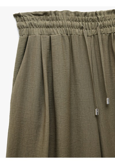 Koton Regular Fit Viskon Geniş Paça Palazzo Pantolon Haki 5sak40023pw Haki