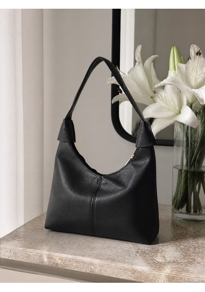 Nealirsanall.com Deri Görünümlü Düğüm Detaylı Omuz Çantası - Hobo Kol Çantası Bej