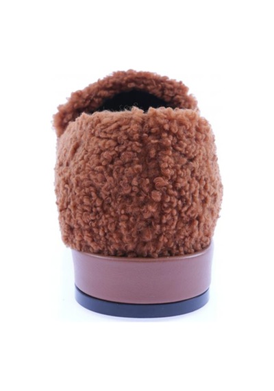 Dgn 5270-424 Metal Tokali Peluş Kadin Oxford Ayakkabi Taba Peluş