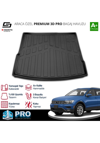 S-dizayn Vw Tiguan 3d Pro Bagaj Havuzu 2016-2023 A+ Kalite