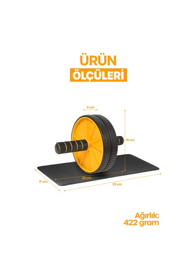 Fitness Karın Egzersiz Aleti Ab Roller 2x Tekerlekli Mekik Ev Spor İncelme Kas Yapma Aleti S309