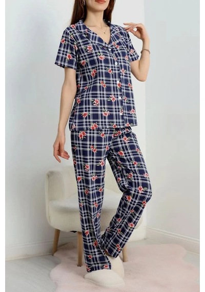 Seka Store Seka Baskılı Düğmeli Pijama Takım Laciçiçek - 50776.1773. Çok Renkli