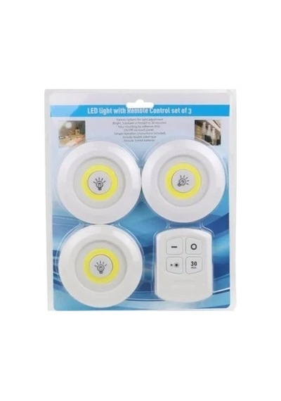 Kumandalı Led Spot Lamba 3'lü Set Yapışkanlı Çok Renkli