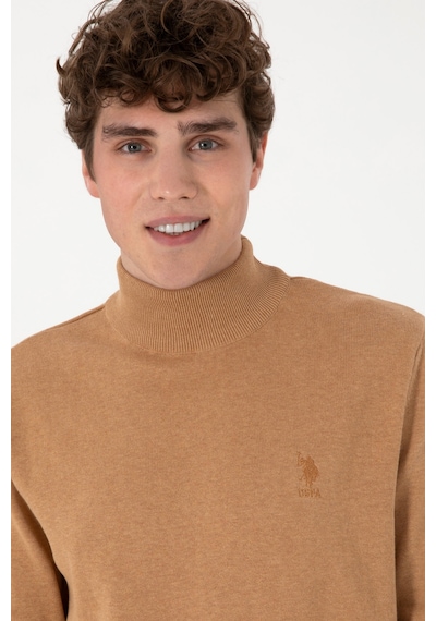 U.S. Polo Assn. Erkek Slim Fit Yarım Balıkçı Yaka Camel Melanj Basic Kazak 50288887-VR122 U.S. Polo Assn. Erkek Slim Fit Yarım Balıkçı Yaka Camel Melanj Basic Kazak 50288887-VR122