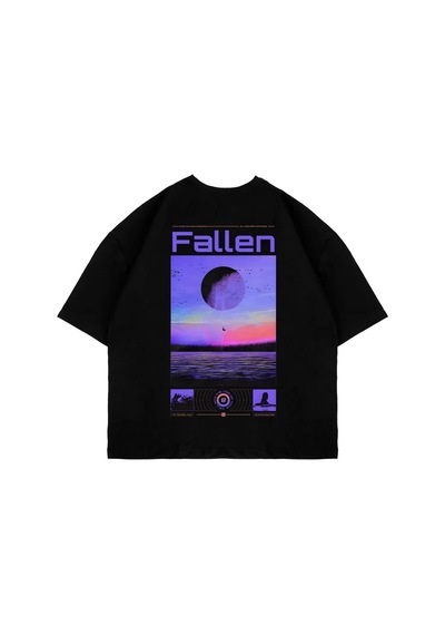 Startmore Fallen Sırt Baskılı Oversize Unisex Beyaz Siyah