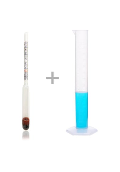 Aek-Tech Kısa Form Alkol-Metre Ve 100ML Mezür Seti Kabartma Skala