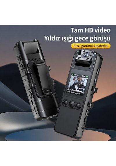 H82 1080P WiFi Vücut Kamerası Full HD Ses ve Video Kayıt Cihazı 180° Döner Lens Gece Görüş 1.3 İnç Ekran