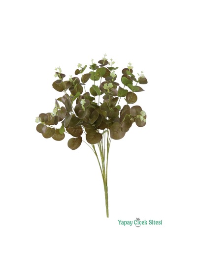 Yapay Çiçek Sitesi Yapay Çiçekli Okaliptüs Demeti 47 Cm Kahve Yeşil