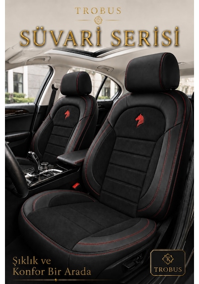 Smart Forfour 2004 Ve Sonrası Uyumlu Süvari Serisi Siyah Kırmızı Oto Koltuk Kılıfı