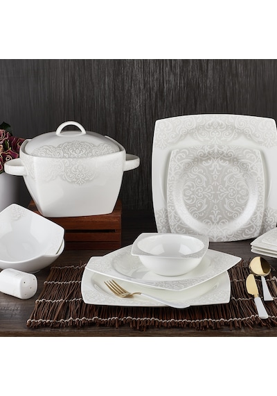 Aryıldız Bone Square Porselen 60 Parça Yemek Takımı 45004