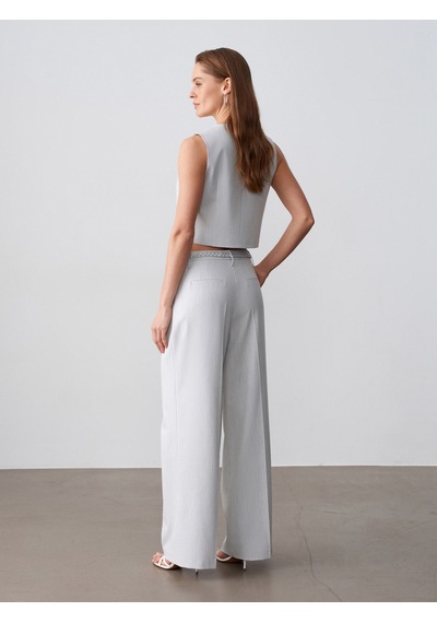 Dilvin 72688 Örgü Kemerli Pantolon-gri