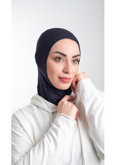 Hürrem Bone Lacivert Pratik Hazır Geçmeli Tesettür Bone Sandy Kumaş Spor Hija