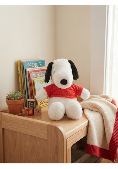 Peluş Köpek Snopyy-30 Cm -kırmızı Tşhirt'lü Kırmızı-beyaz