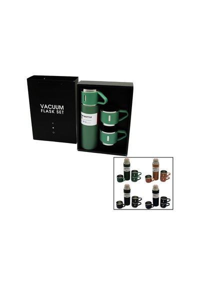 Çantalı 500ml 3 Parça Bardaklı Çelik Termos Seti Bx40