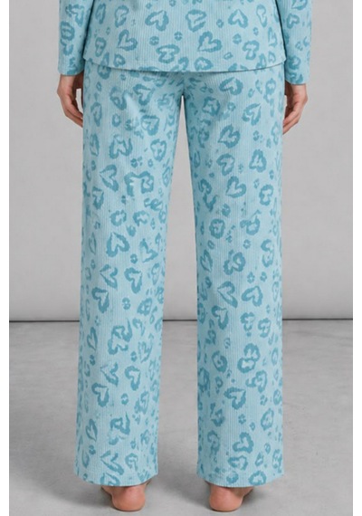 Kadın Uzun Kol Rahat Mavi Pijama Takımı 4761