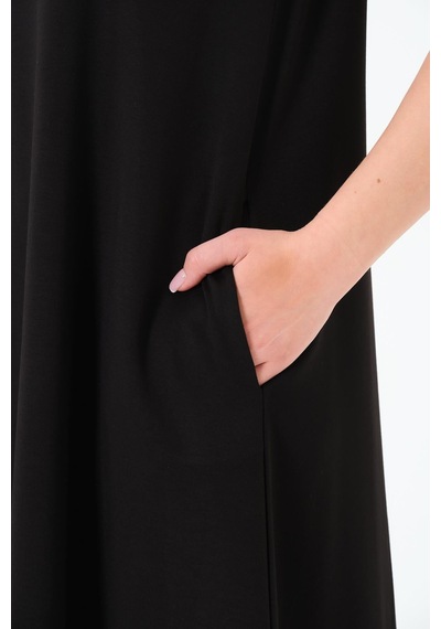 Sortie Collection Basic Kolsuz Modal Cepli Çan Elbise Siyah