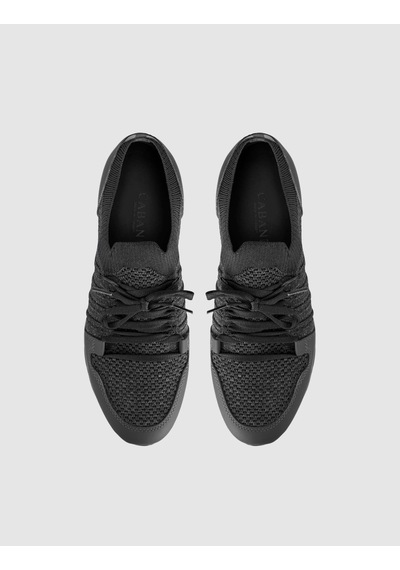 Cabani Siyah Bağcıklı Dokulu Örgü Sneaker Siyah - Neon Yeşil