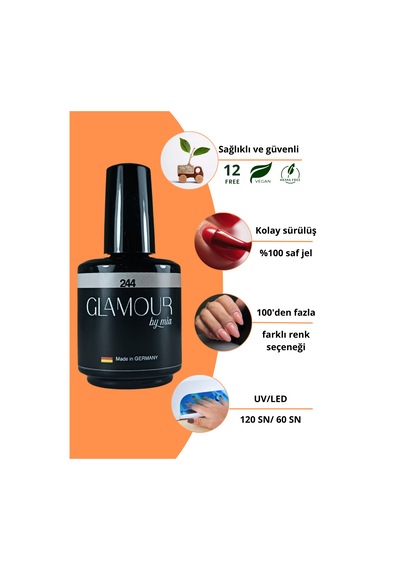 Glamour By Mia 244 Simli Gri Kalıcı Oje 15 Ml Hema Free Tpo Free