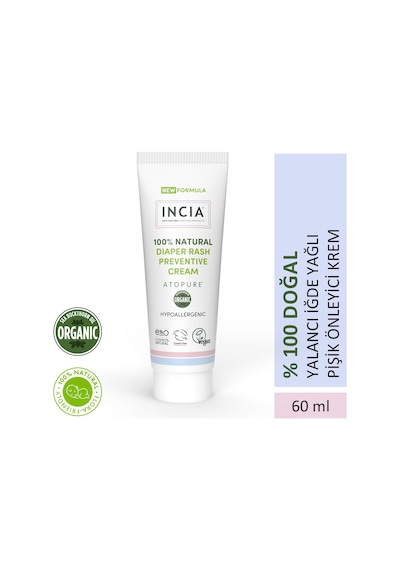 Incıa %100 Doğal Pişik Önleyici Krem Atopure Yenidoğan Nemlendirici Koruyucu Hassas Bakım 60 Ml