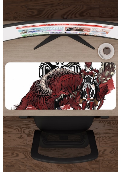 Monster Hunter: World Dikişli Kauçuk Oyuncu Mousepad V5 - 70x30 Xl Gaming Mouse Pad