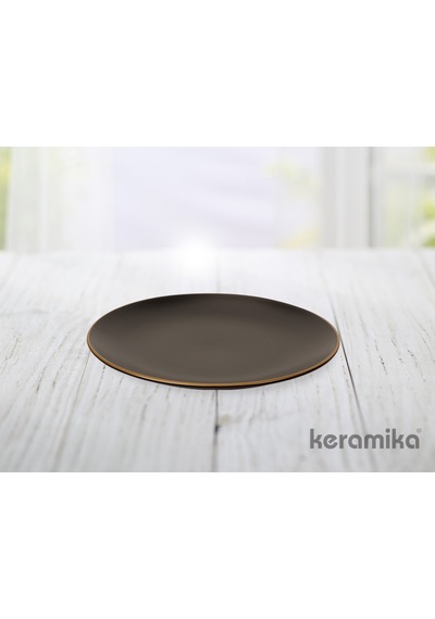 Keramika Mat Siyah El Dekor Altın 24 Parça 6 Kişilik Yemek Takımı